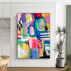 “Vibrant Abstract Mosaic” - Contemporary Abstract Painting On Canvas PS0077