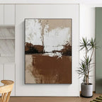 “Brown and White Abstract: Earthy Minimalist Art” - Subtle Textured Painting On Canvas PT0975