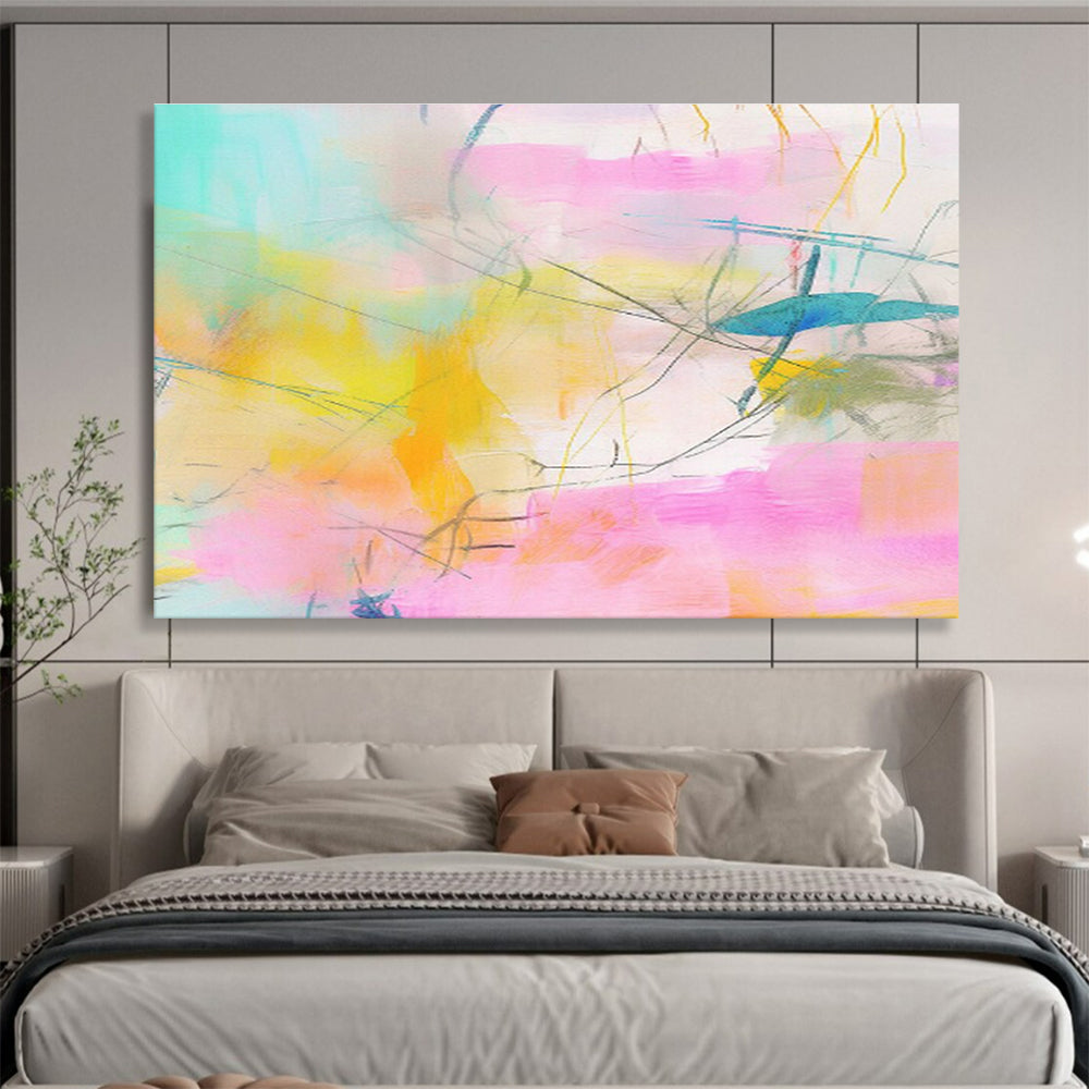 “Pastel - Hued Abstract Web” - Colorful Abstract Painting On Canvas DKS501