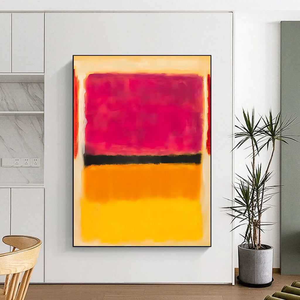 “Pink - Black - Yellow Color Blocks” - Color - Field, Dynamic - Styled Painting On Canvas PT1609