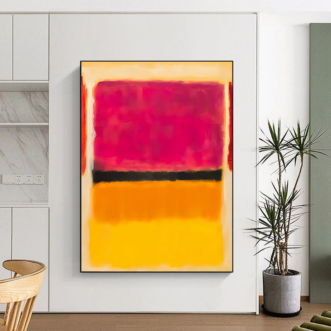 “Pink - Black - Yellow Color Blocks” - Color - Field, Dynamic - Styled Painting On Canvas PT1609