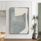 “Gray - White Abstract Forms” - Gray, White Minimalist Abstract Painting On Canvas PS0437