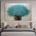 “3D Blue Blossom Tree” - Sculptural Floral Painting On Canvas PT213