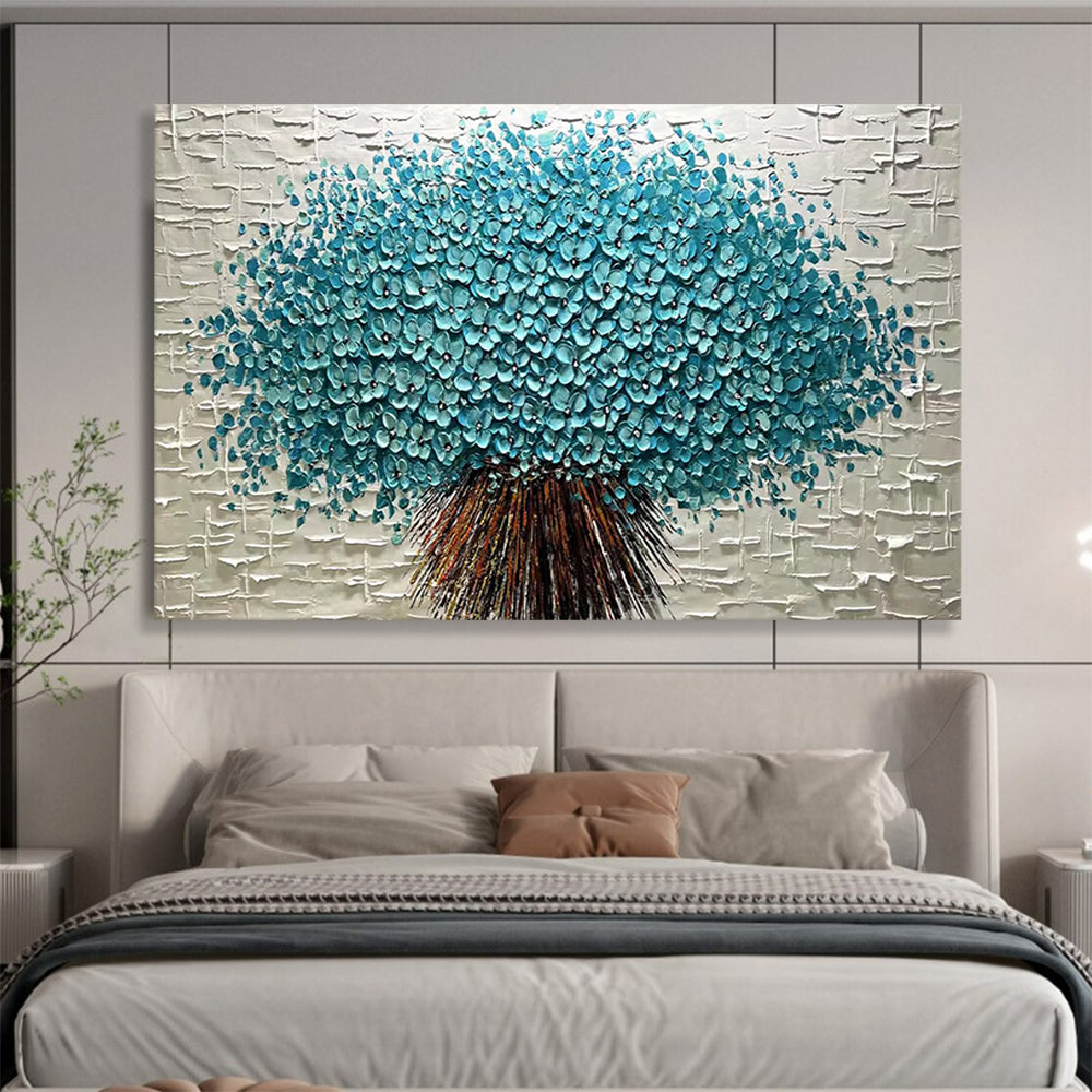“3D Blue Blossom Tree” - Sculptural Floral Painting On Canvas PT213