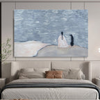 “Solitude by the Water” - Whimsical Figurative Painting On Canvas DKS423