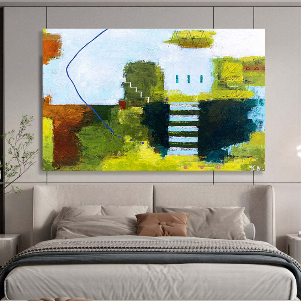 “Green And Blue Abstract Landscape” - Abstract Painting On Canvas DKS561