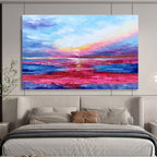 “Pink - Purple Seaside Sunset” Abstract Painting On Canvas DKS287