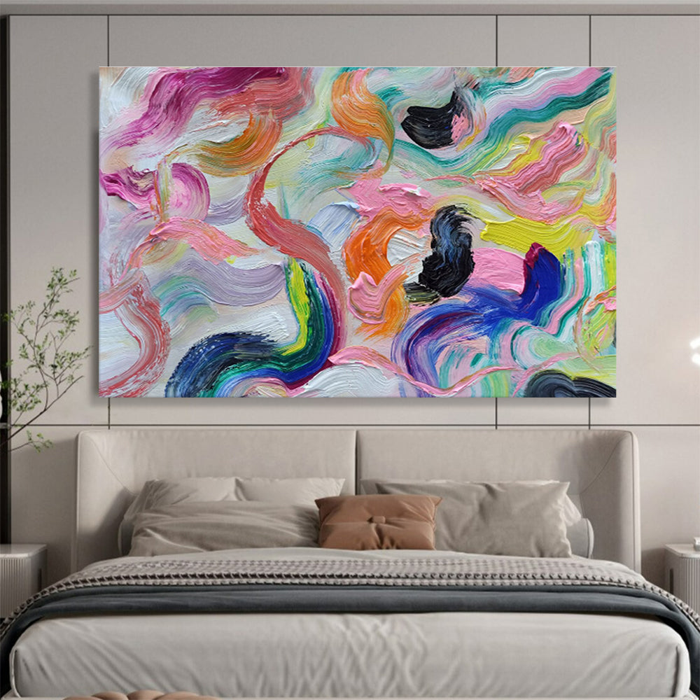 “Rainbow Waves of Joy” Abstract Painting On Canvas DKS292