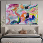 “Rainbow Waves of Joy” Abstract Painting On Canvas DKS292