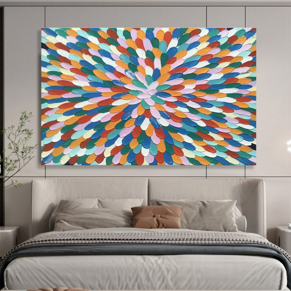 Colorful Petal - Shaped Dots Abstract Painting On Canvas DKS121