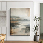 “Muted Tonal Landscape Abstract” - Atmospheric Landscape Painting On Canvas PT1001