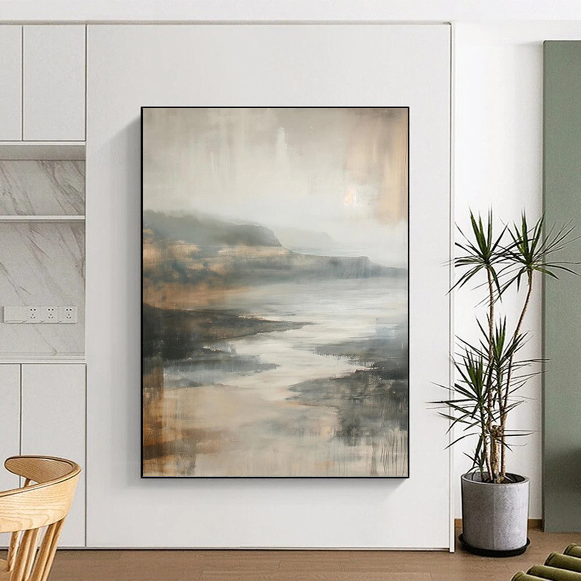 “Muted Tonal Landscape Abstract” - Atmospheric Landscape Painting On Canvas PT1001