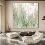 “Green - White Abstract Foliage” - Nature Abstract Painting On Canvas PS0206