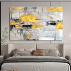 “Yellow - Grey Urban Rhythm” Abstract Painting On Canvas DKS285