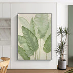 “Textured Green Leaf Relief” - Botanical Textured Painting On Canvas PT1876