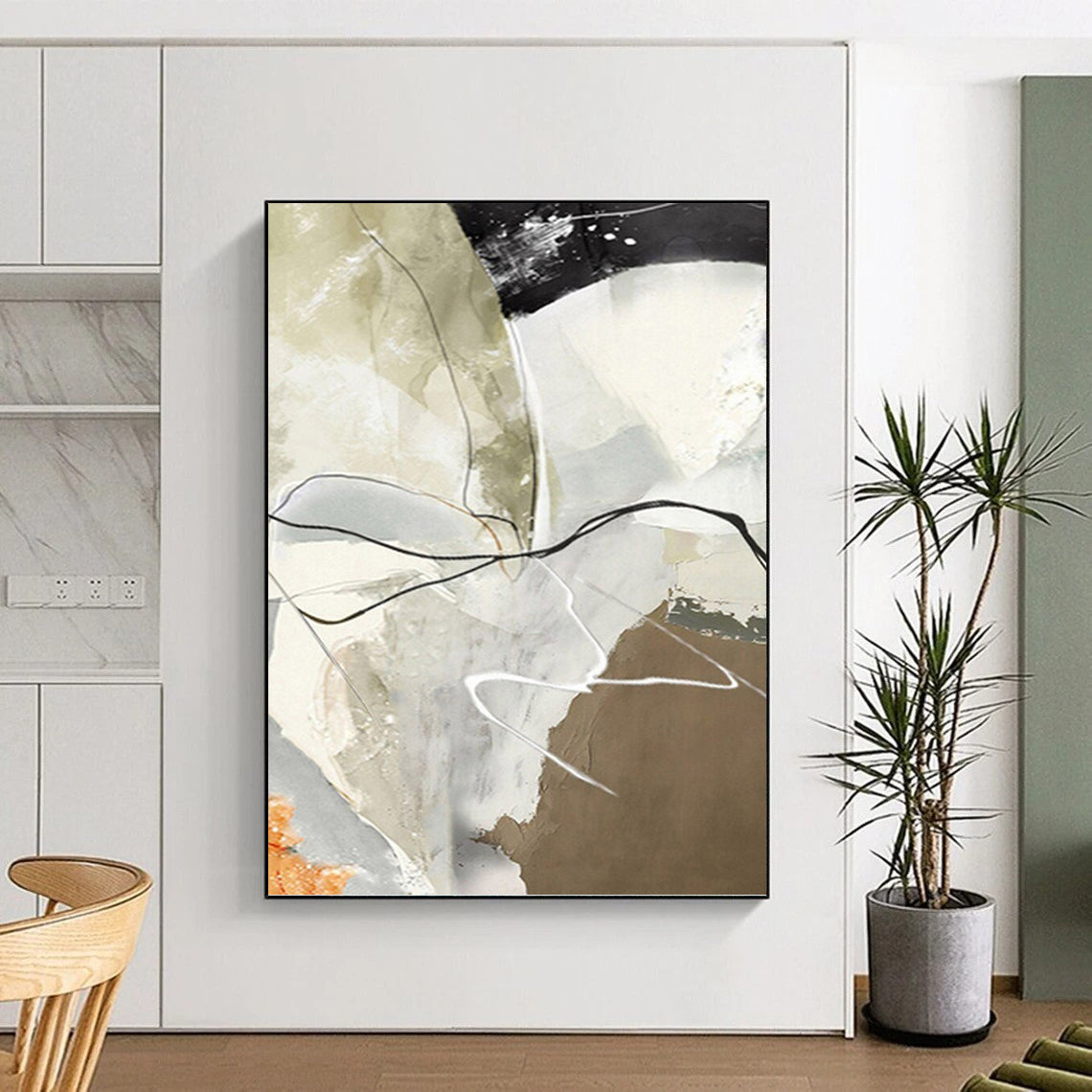 “Grey - White - Black Abstract Lines” - Minimalist Abstract Painting On Canvas PT1225