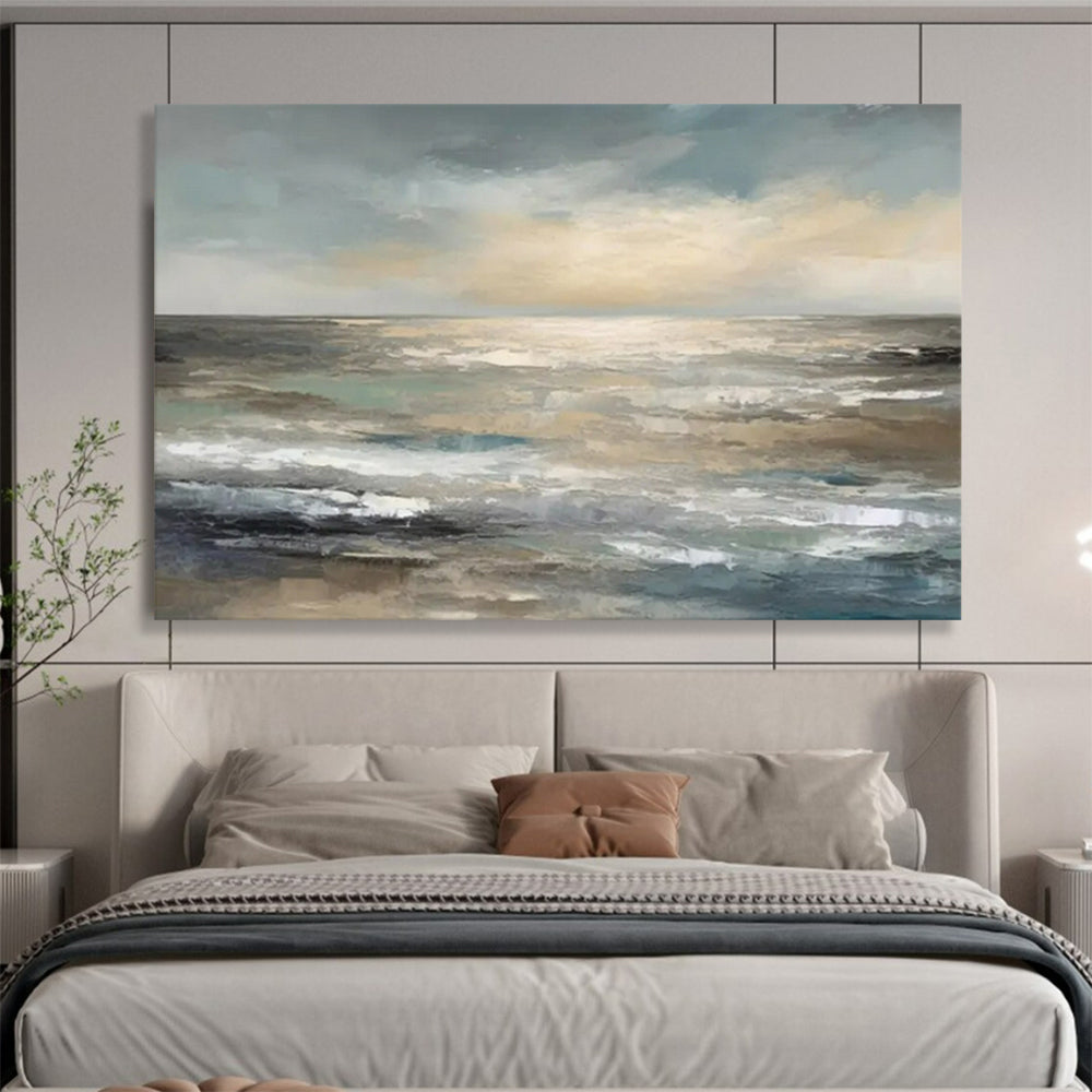 “Neutral - Tone Ocean Horizon” - Minimalist - Seaside Painting On Canvas PT1548