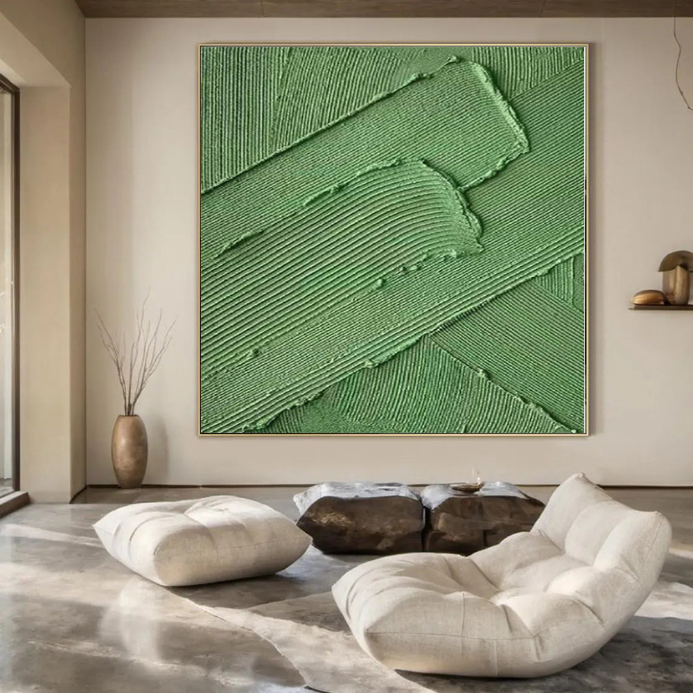 “Green Layered Textures” - Tactile Abstract Art On Canvas PS0198