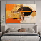 “Orange, Gold, and Black Circular Abstract” - Expressive Abstract Painting On Canvas PT105
