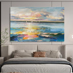 Sunset Sails Over Color - Drenched Sea Impressionist Maritime Painting On Canvas DKS115