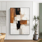 “White - Brown - Black Abstract Minimalist Blocks” Painting On Canvas PS0836