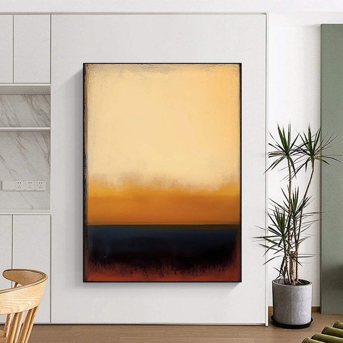 “Yellow - Brown - Black Gradient Abstract” - Color - Field Painting On Canvas PT1948