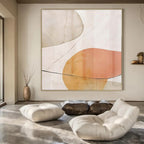 Soft Beiges, Greens, and Whites with Flowing Lines "Nature's Whisper" Abstract Line - Art Painting On Canvas PS1059