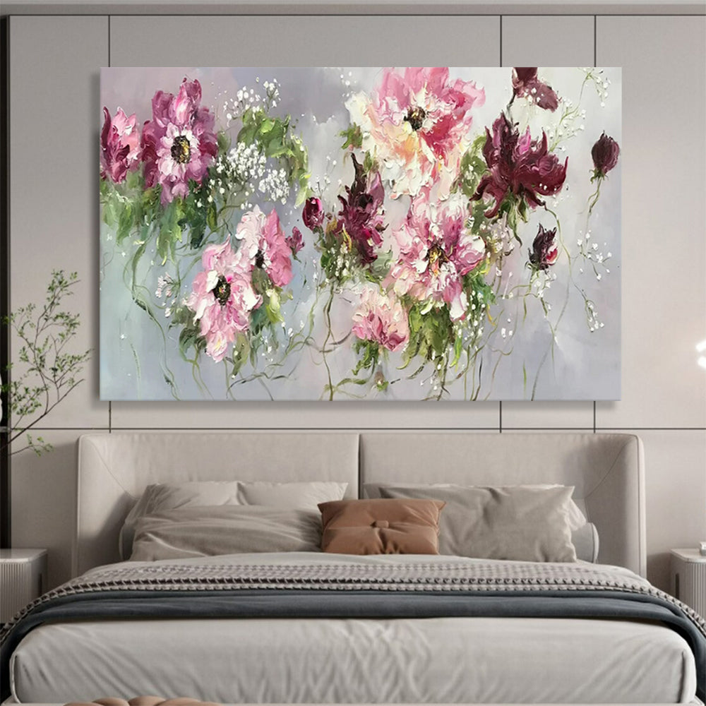 “Pink - Purple Floral Bouquet” - Impressionist Floral - Painting On Canvas PT1764
