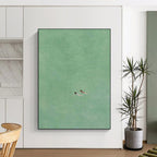 “Two Swimmers in Green” - Minimalist Figurative Painting On Canvas DS305