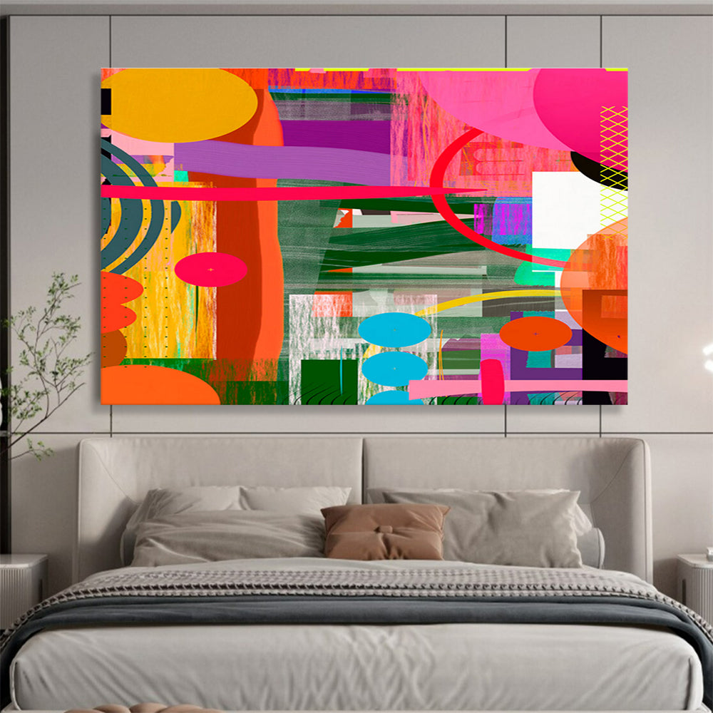 Vibrant Color Block Abstract Painting On Canvas DKS082