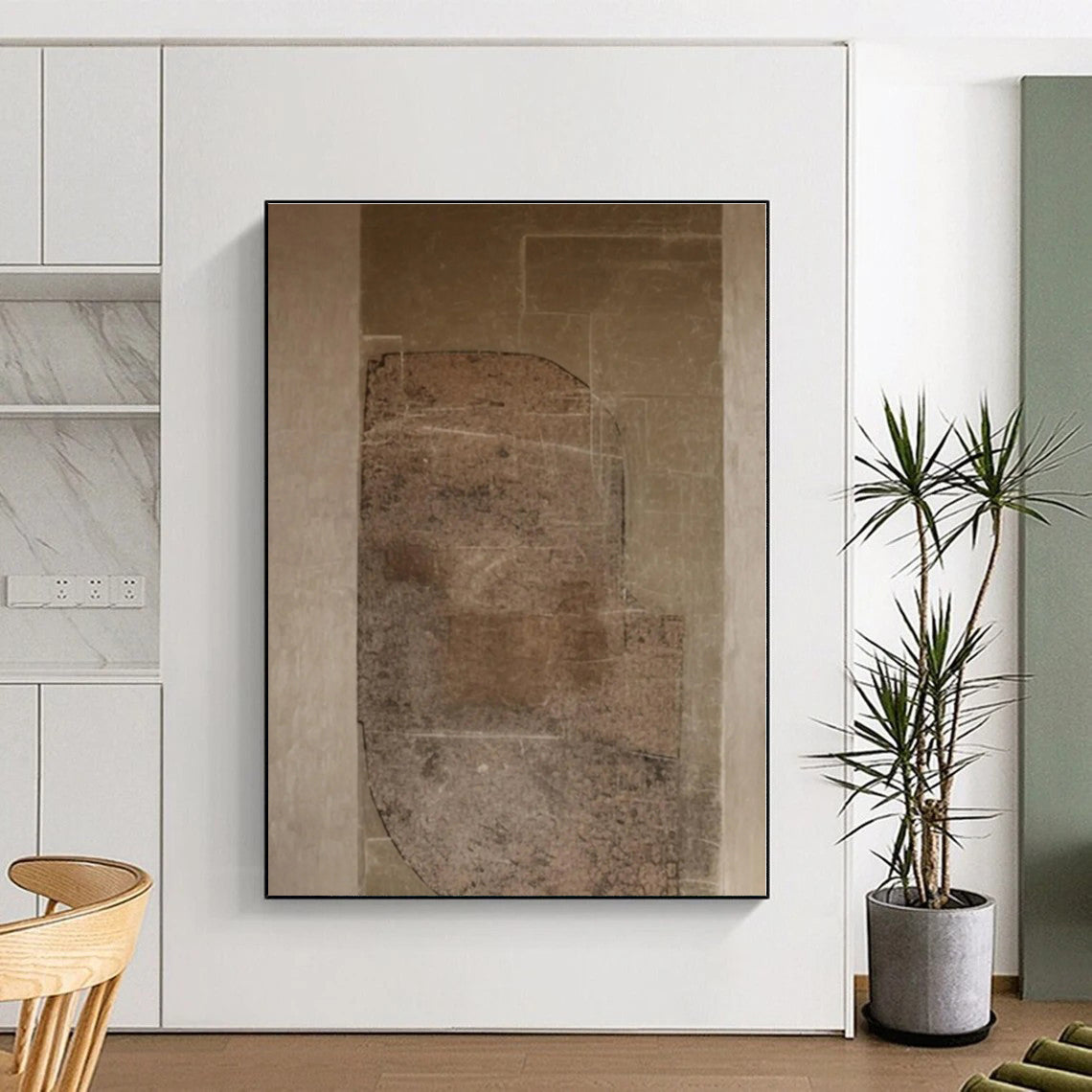 “Brown - Gray Textured Composition” - Brown, Gray Abstract Painting On Canvas PS0520
