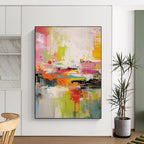 “Colorful Abstract Chaos of a Summer Day” - Energetic Abstract Painting On Canvas PS0238