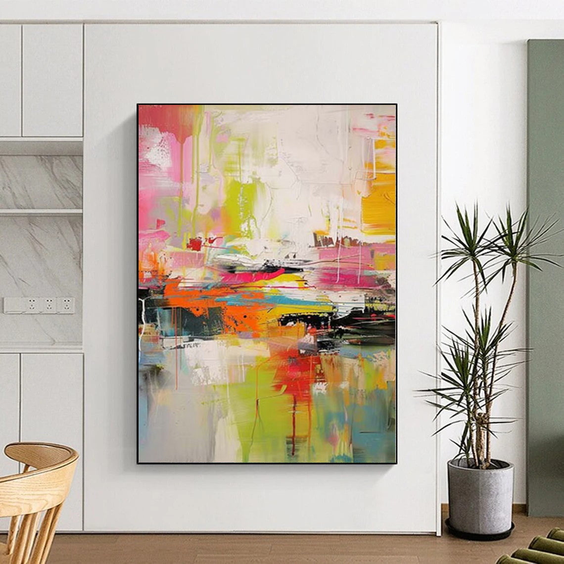 “Colorful Abstract Chaos of a Summer Day” - Energetic Abstract Painting On Canvas PS0238