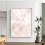 “Blush - White Abstract Burst” - Gentle Abstract Painting On Canvas PT1088