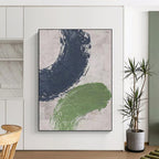 “Bold Color Strokes” - Navy and Green Abstract Painting On Canvas PT1072