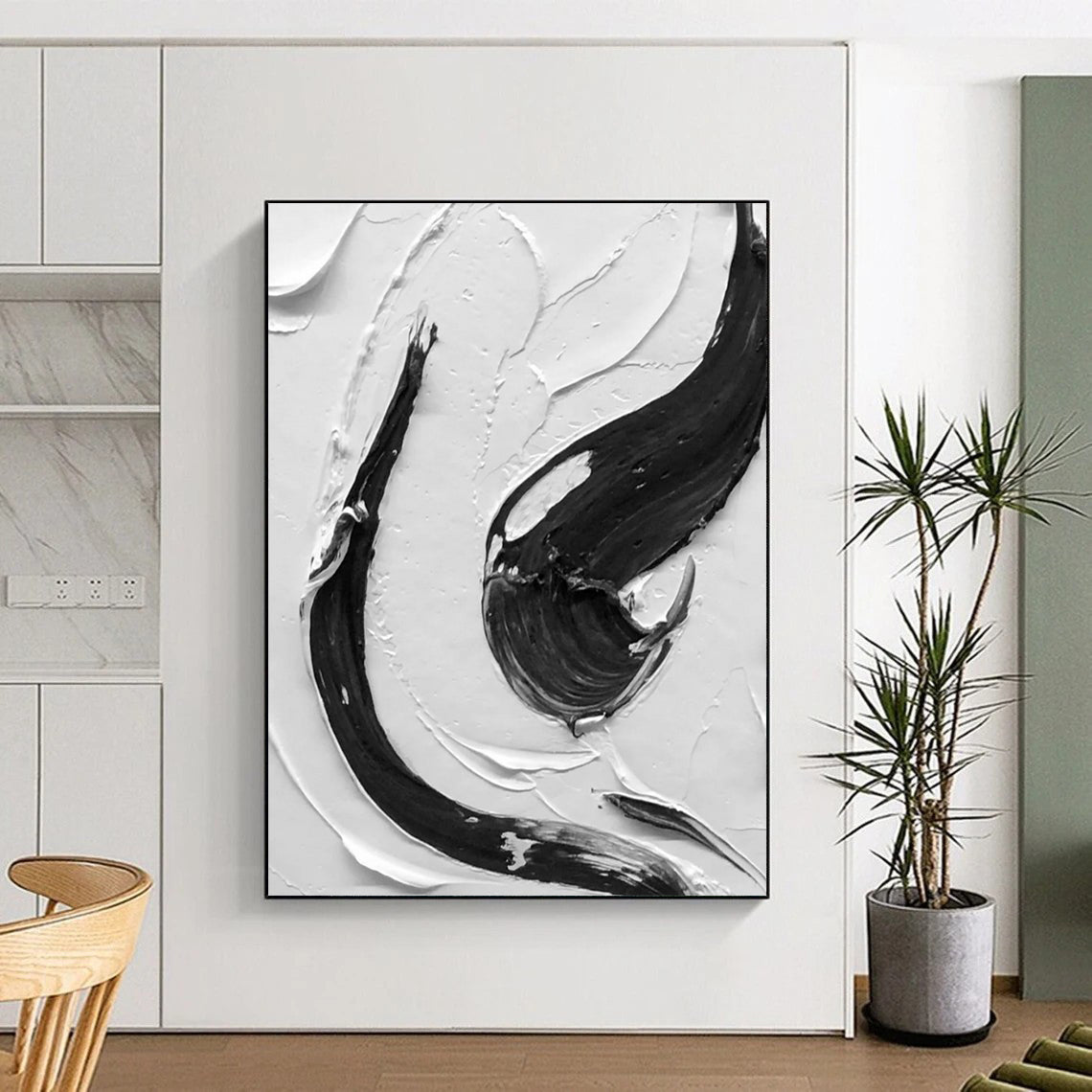 “Intricate Black and White Swirls” - Detailed Abstract Painting On Canvas DS377