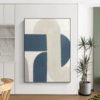 “White - Blue Curved Textures” - Minimalist Abstract Painting On Canvas PT1163