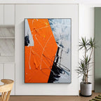 “Orange - Grey - White Abstract Dynamic Strokes” - Energetic Abstract Painting On Canvas PS0325