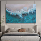 “Textured Coastal Wave in Blues and Whites” - Realistic Marine Oil Painting On Canvas PT040