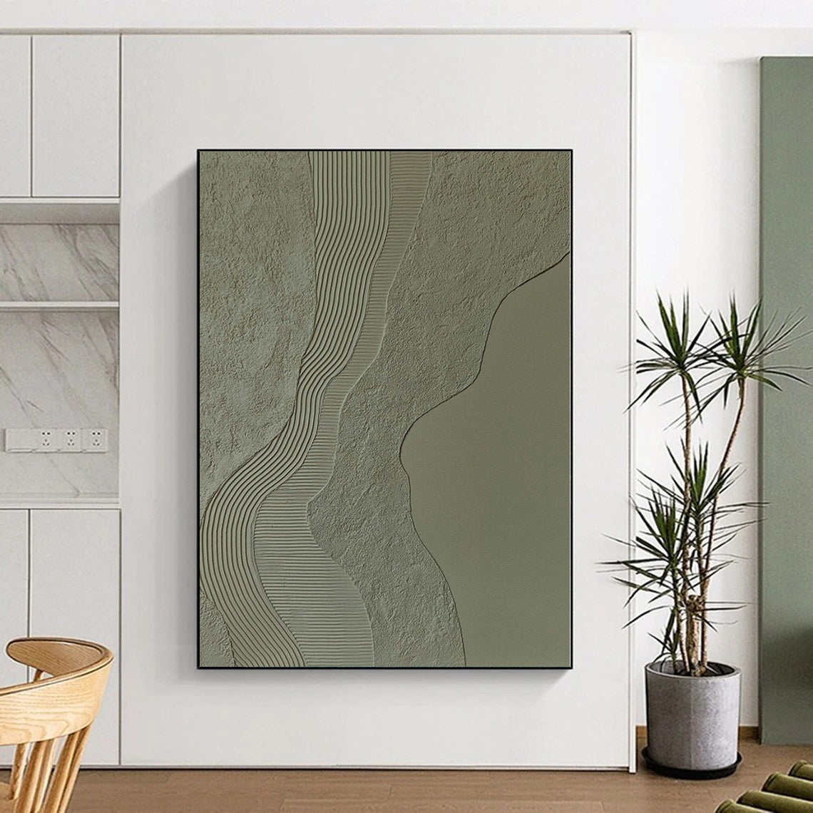 “Textured Wave - Line Abstract in Neutral Tones” - Minimalist Textured Painting On Canvas PS0253