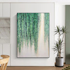 “Green Hanging Vines” - Nature - Inspired, Lush Green Painting On Canvas PT1506