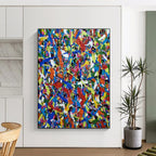 Explosive Color Splashes, "Rainbow Chaos" – Action - Painting Abstract On Canvas PS0899