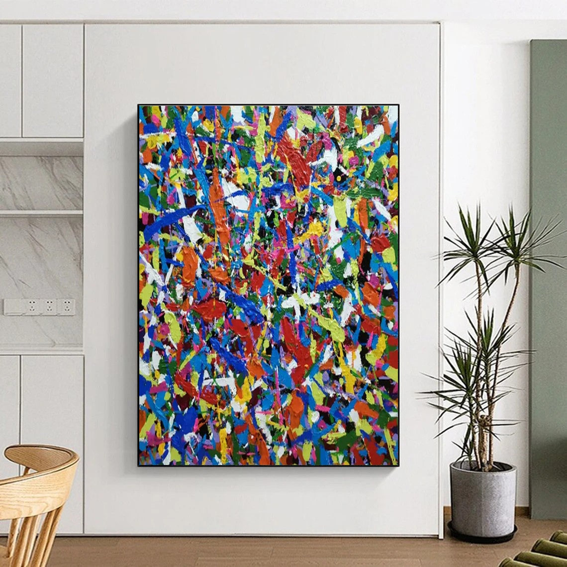 Explosive Color Splashes, "Rainbow Chaos" – Action - Painting Abstract On Canvas PS0899