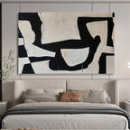 “Black - White Collage Abstraction” - Black & White Abstract, Collage - Style Painting On Canvas DKS745