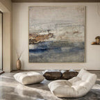 Gray, Brown, and Blue Textured, "Coastal Impression" – Textured Abstract Painting On Canvas PS0976