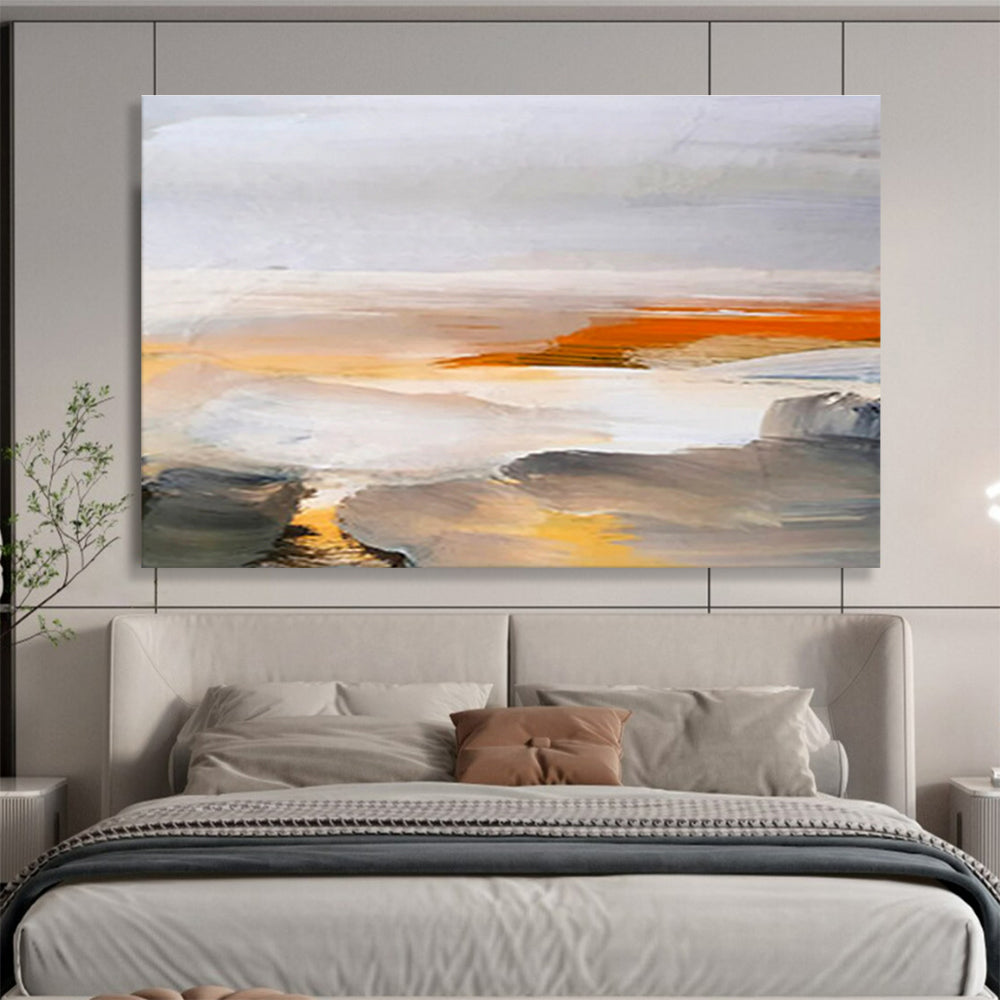 “Minimalist Horizon Abstract” - Soft - toned Landscape Painting On Canvas DKS382