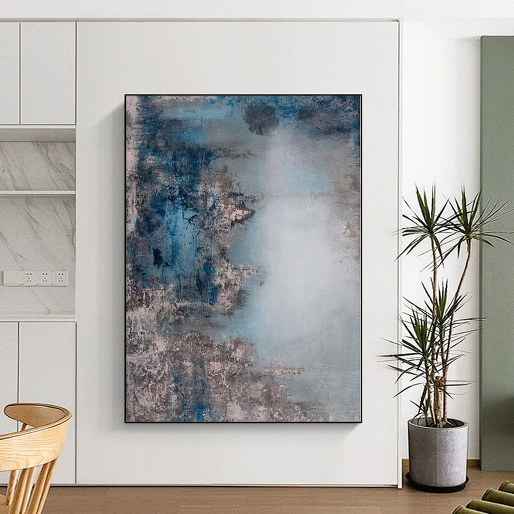 “Blue and Gray Abstract Mist” - Abstract Impressionist Painting On Canvas PS0021