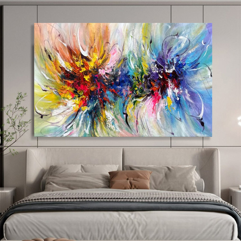 “Colorful Swirling Florals” - Abstract Expressionist - Painting On Canvas PT1776