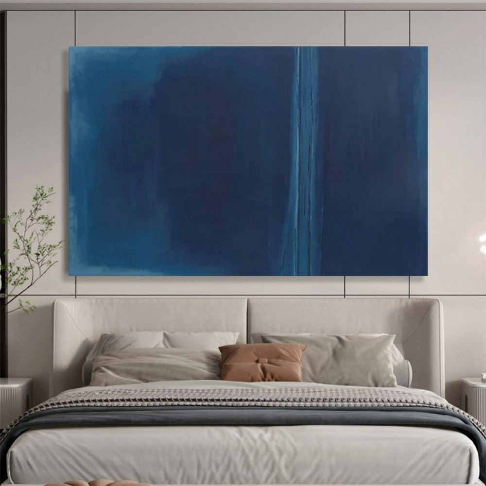“Deep Blue Minimalist Divide” - Color - Field Oil Painting on Canvas PT1495