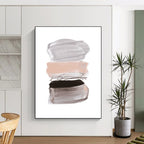“Pastel Paint Strokes” - Soft Gray, Blush & Black Layers Painting On Canvas DS184